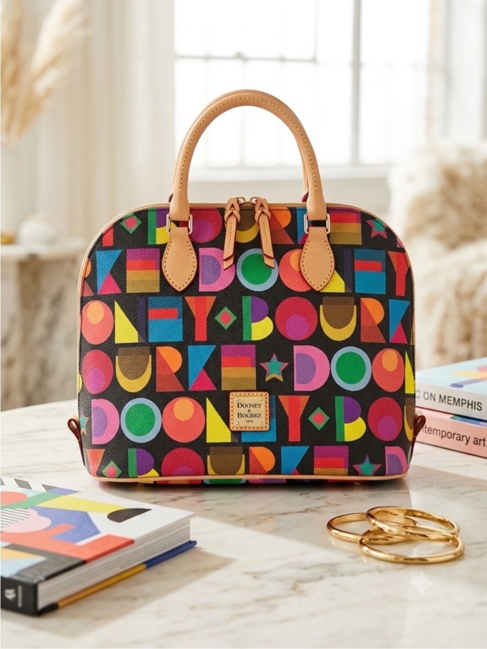 NWT Dooney & Bourke Art
Deco Retro Grafica Graffiti Zip
Satchel Black Multi